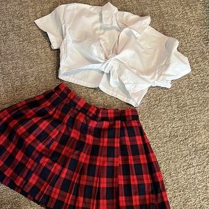 Adult costume red plaid school girl Sexy small/medium Halloween
